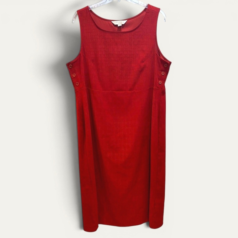 Vintage Red Textured Sheath Dress 18W Sleeveless Casual Corner Annex Pinafore